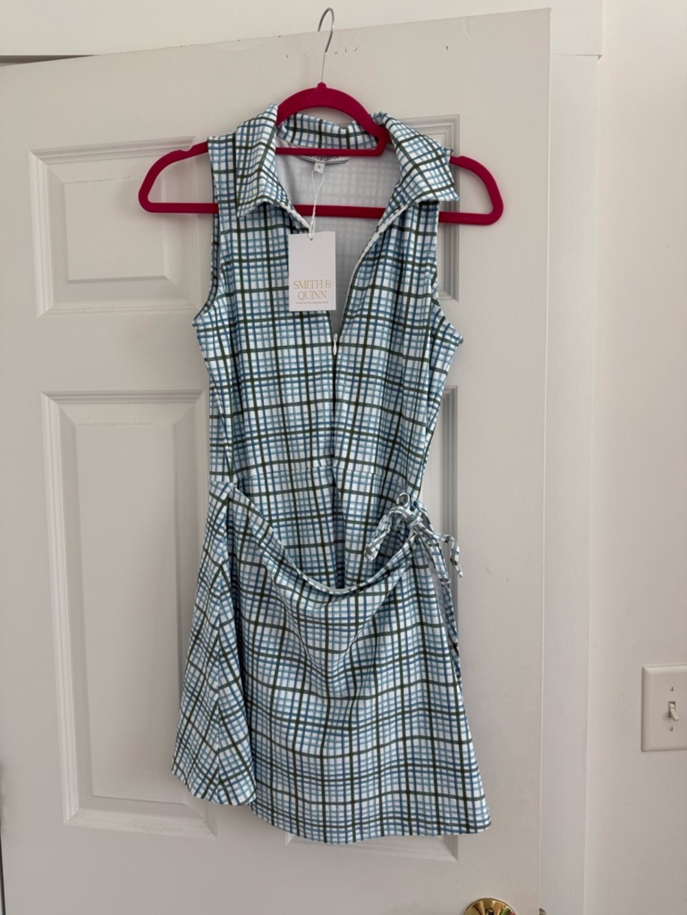 NWT Smith & Quinn Blue Plaid Collared Athletic Dress